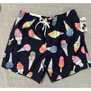 NEW Men’s Trunks Surf & Swim Co Navy Blue Ice Cream Cones Swim Shorts Medium